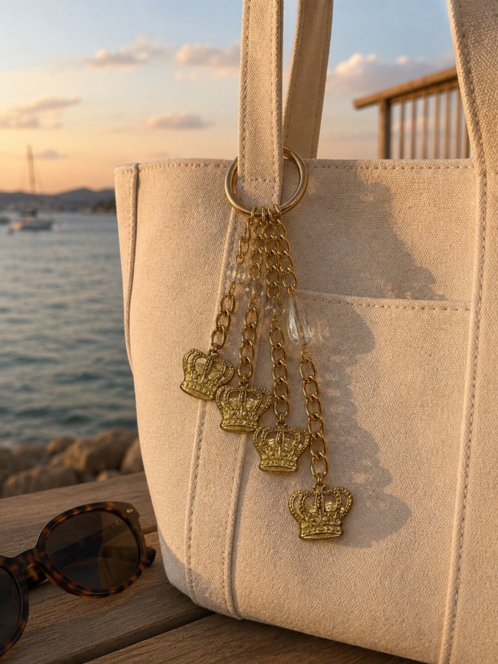 Gold Crown Bag Charm